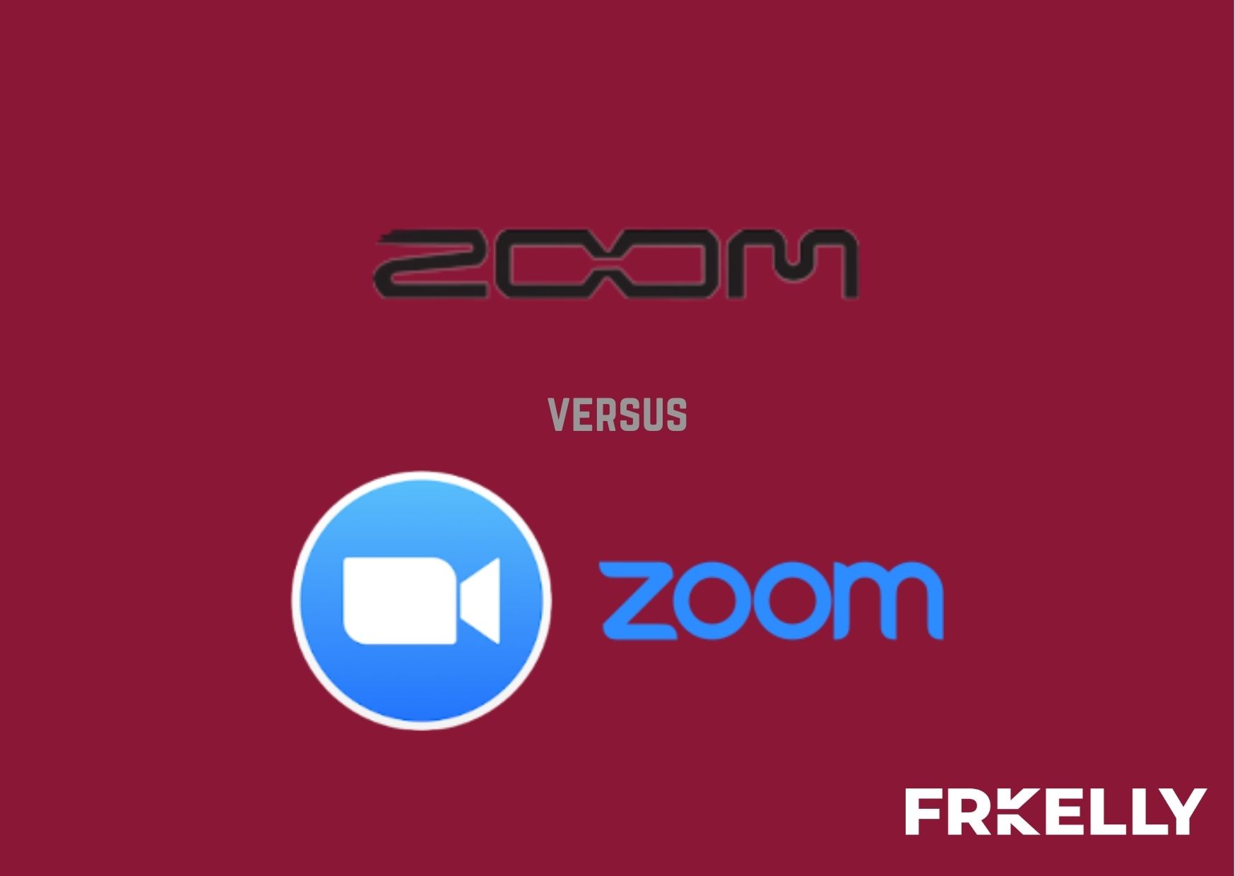 Zoom KK logo versus Zoom logo with FRKelly logo